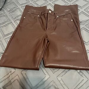Express Chocolate Faux Leather Trousers